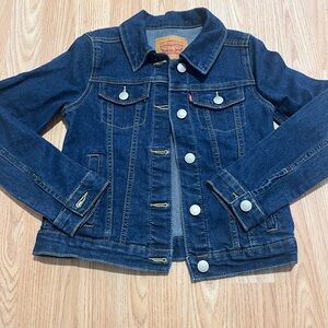 Levi's Collared Denim Trucker Jacket Jean Dark Girls Size M 8